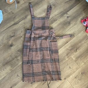 boutique plaid overall dress